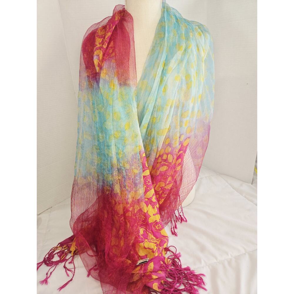 2Side Lace Rainbow Floral Net Flower Boho Hippy Scarf Wrap Chiffon Artwear Indie